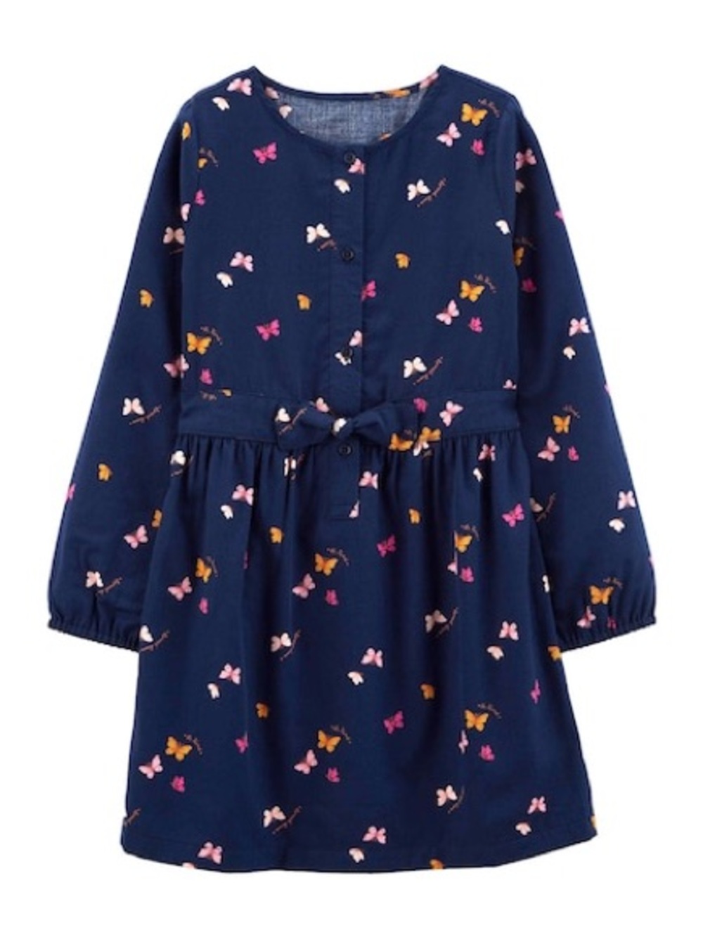 Carter's Navy Butterfly Button-Front Long Sleeve Dress